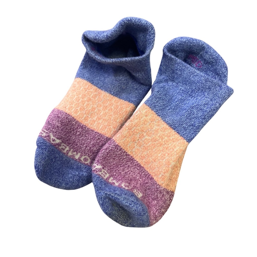 Bombas Womens Ankle Socks Blue Peach Purple Colorblock Low Cut No Show Small